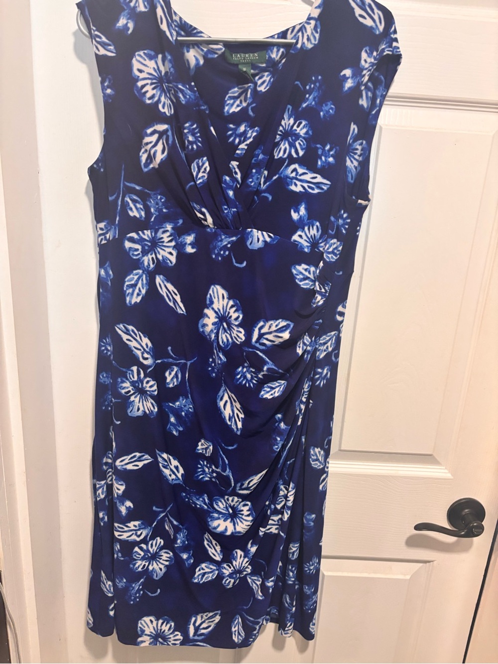 Lauren Ralph Lauren Navy and White Floral Midi Dress